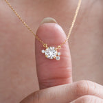 Round Cut Diamond Cluster Necklace