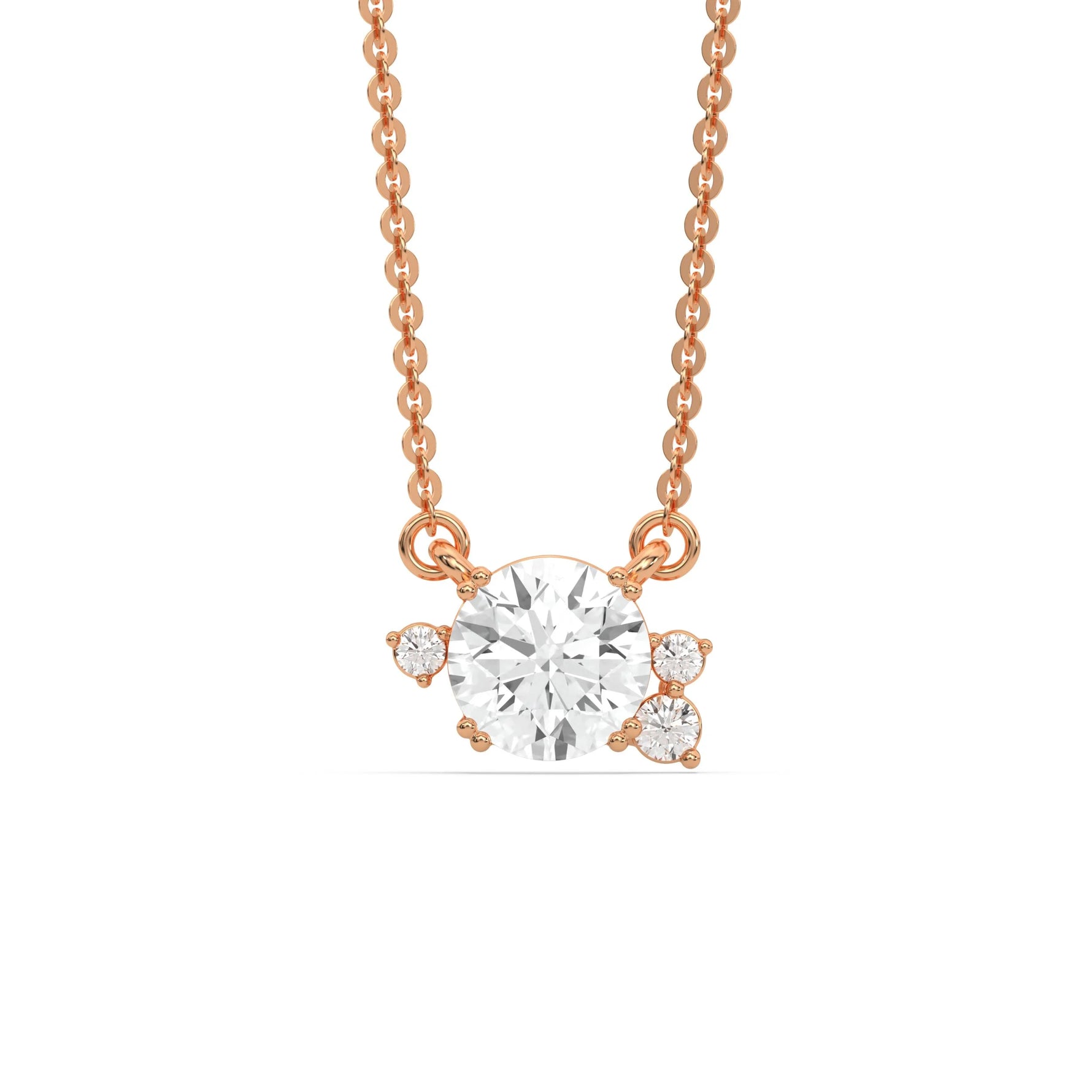 18K Rose Gold Round Diamond Sparkle Pendant