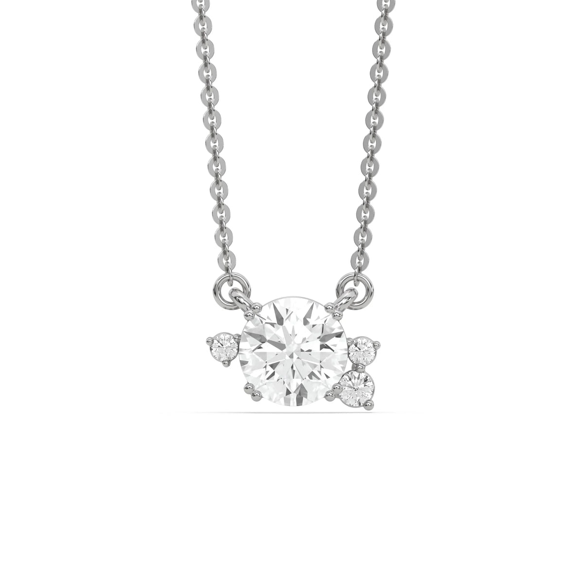 18K White Gold Round Diamond Sparkle Pendant