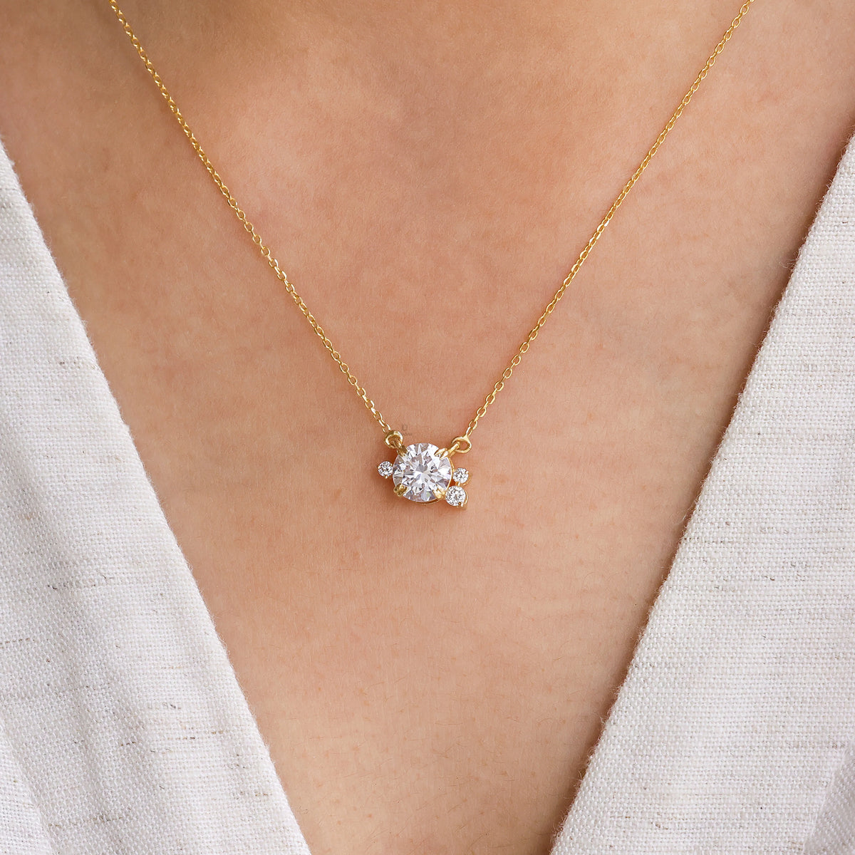 1.10 CT Natural Round Solitaire Diamond Pendant Necklace