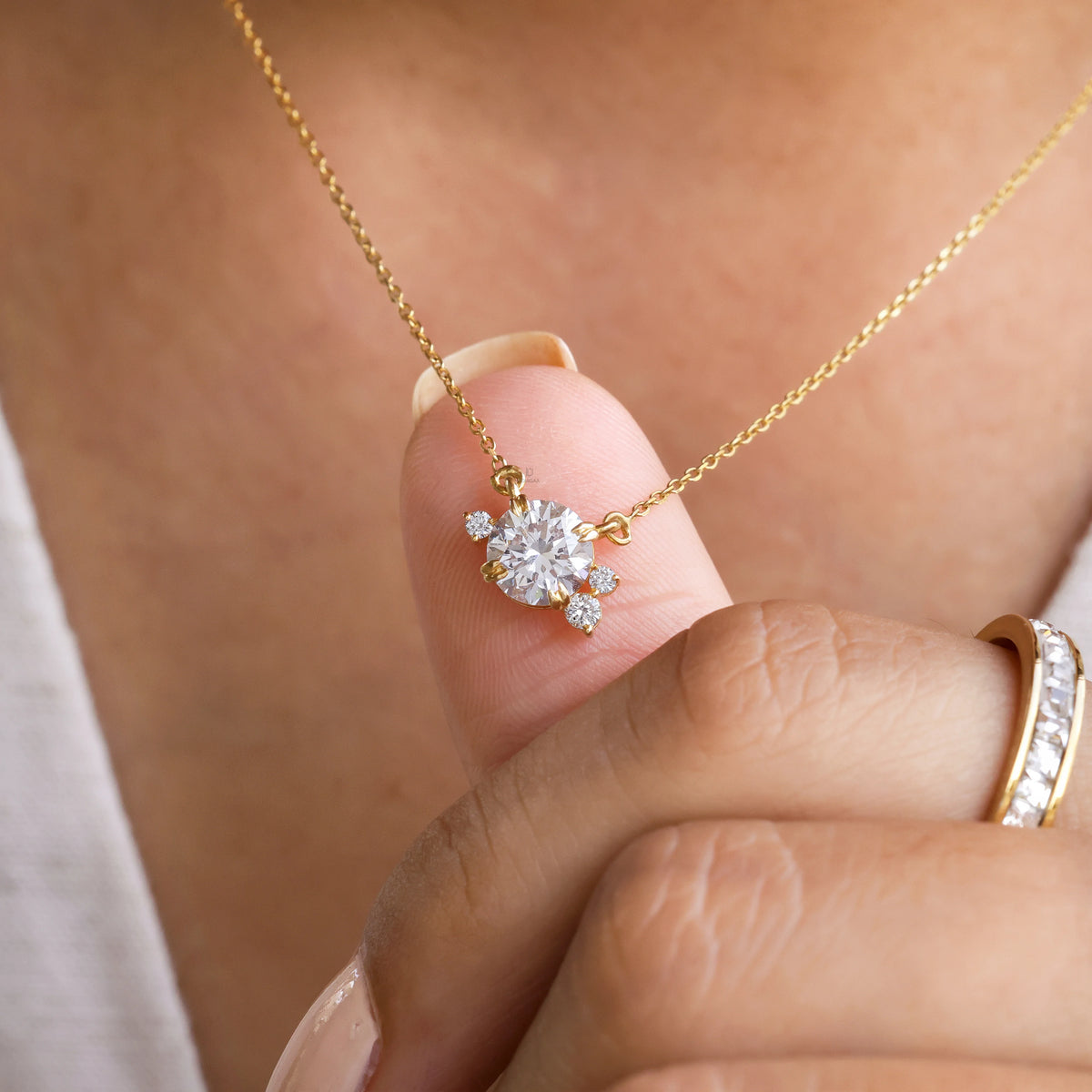 1.10 CT Round Lab Grown Diamond Solitaire Necklace