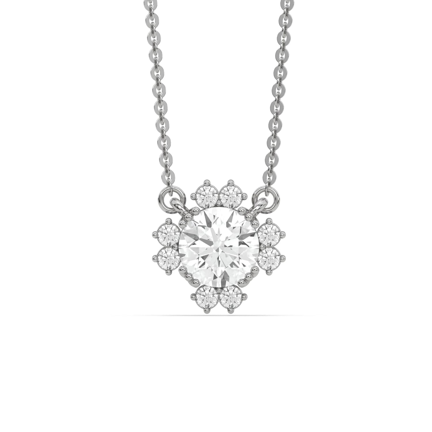 18K White Gold Round Cut Diamond Sparkle Pendant