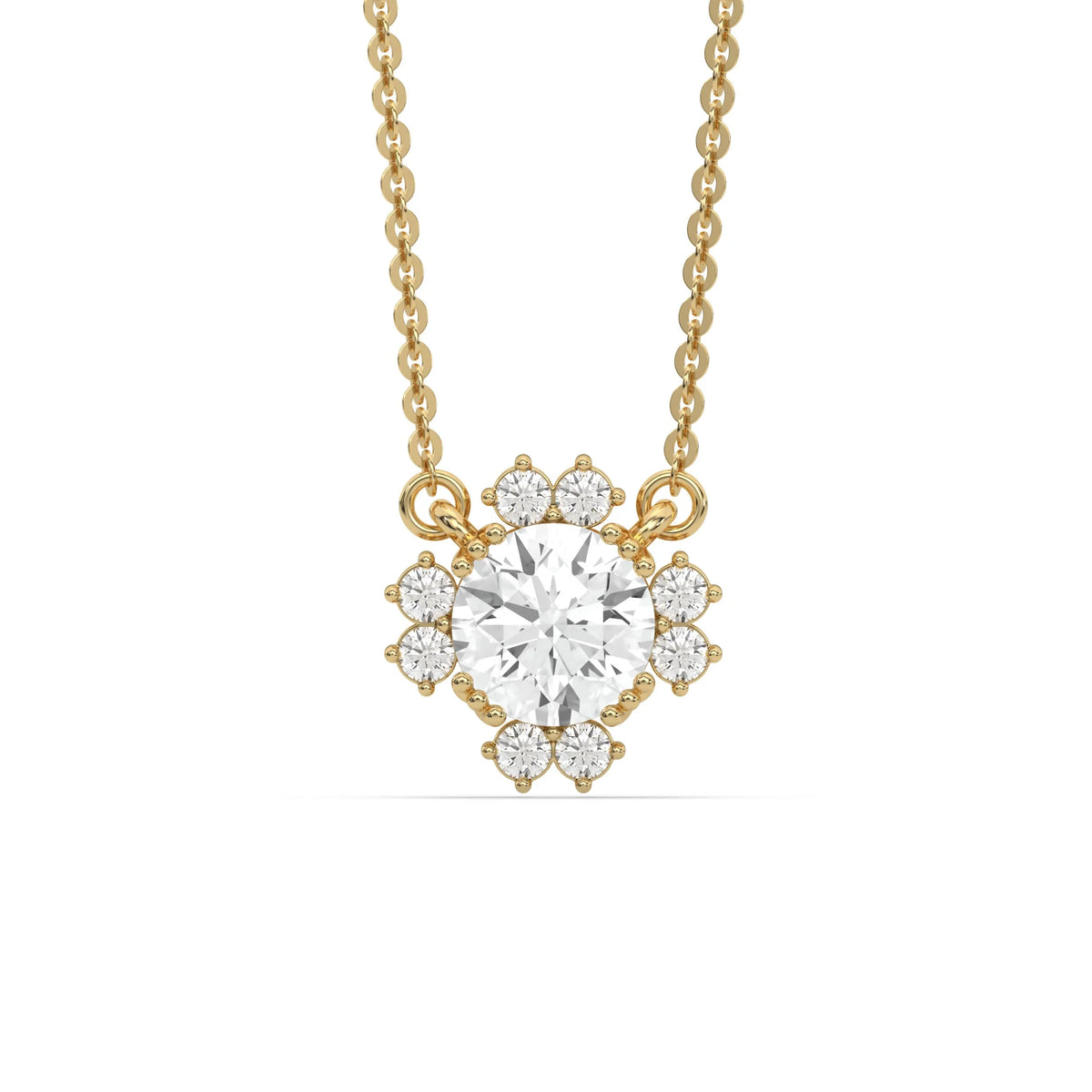 18K Yellow Gold Round Cut Diamond Sparkle Pendant
