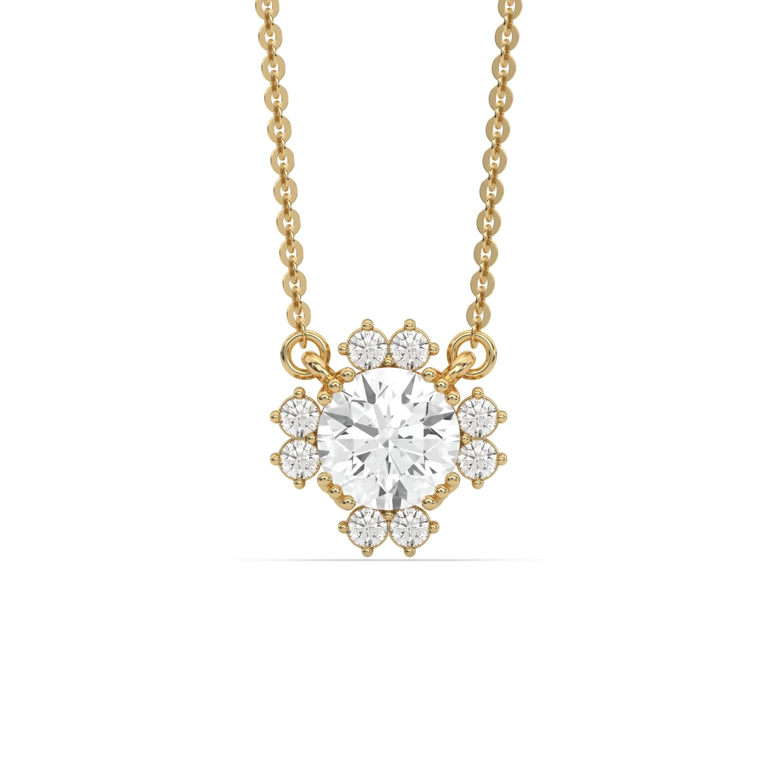18K Yellow Gold Round Cut Diamond Sparkle Pendant