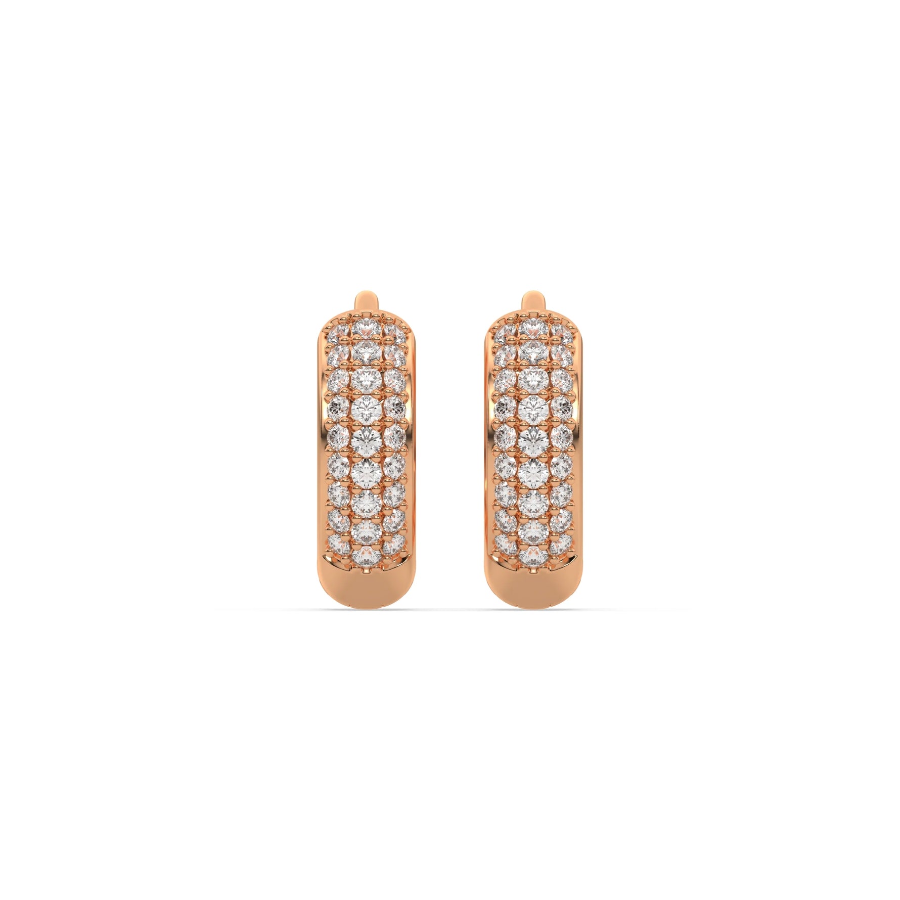 18k rose gold lab grown round cut diamond hoop earrings