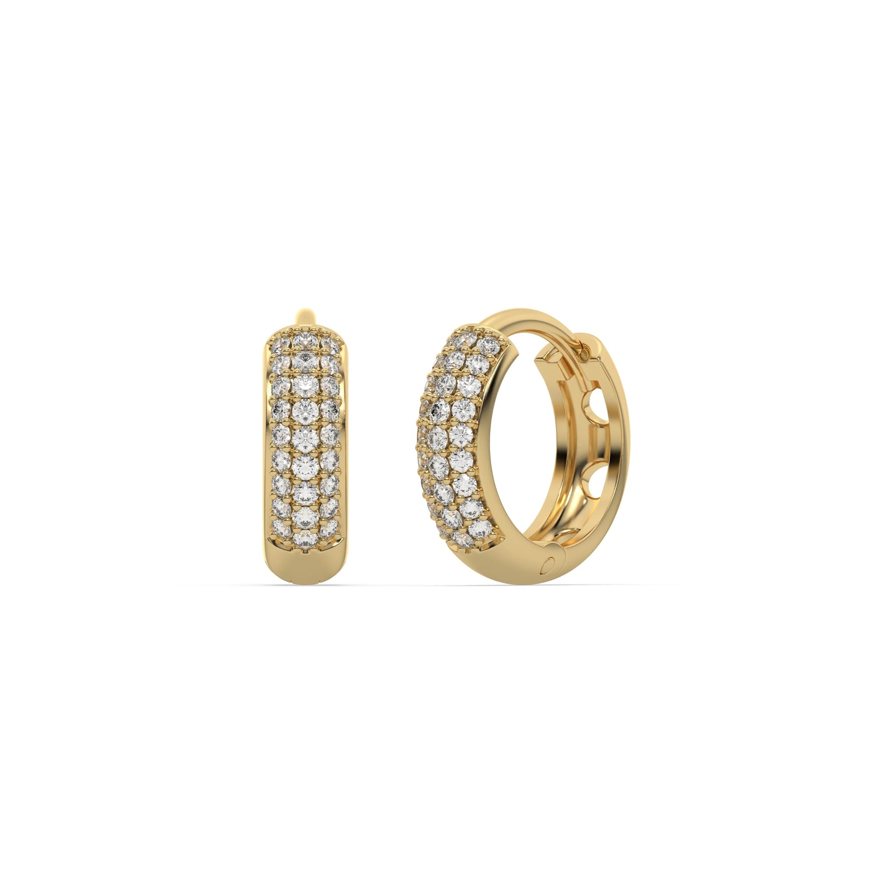 18k yellow gold lab grown round cut diamond hoop earrings
