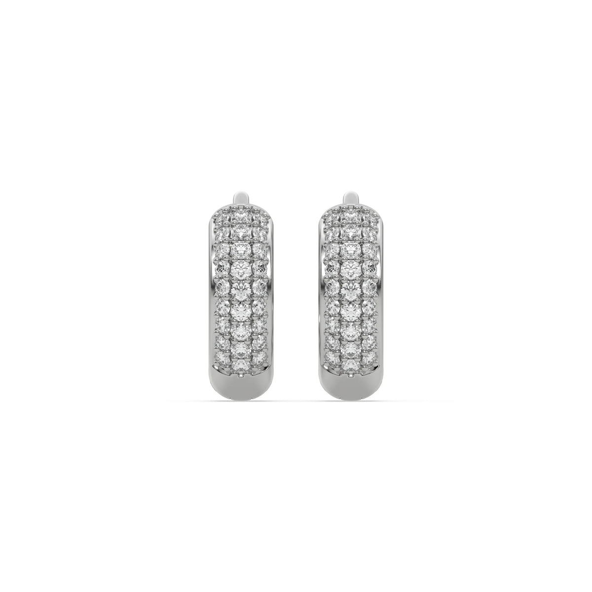 18k white gold lab grown round cut diamond hoop earrings