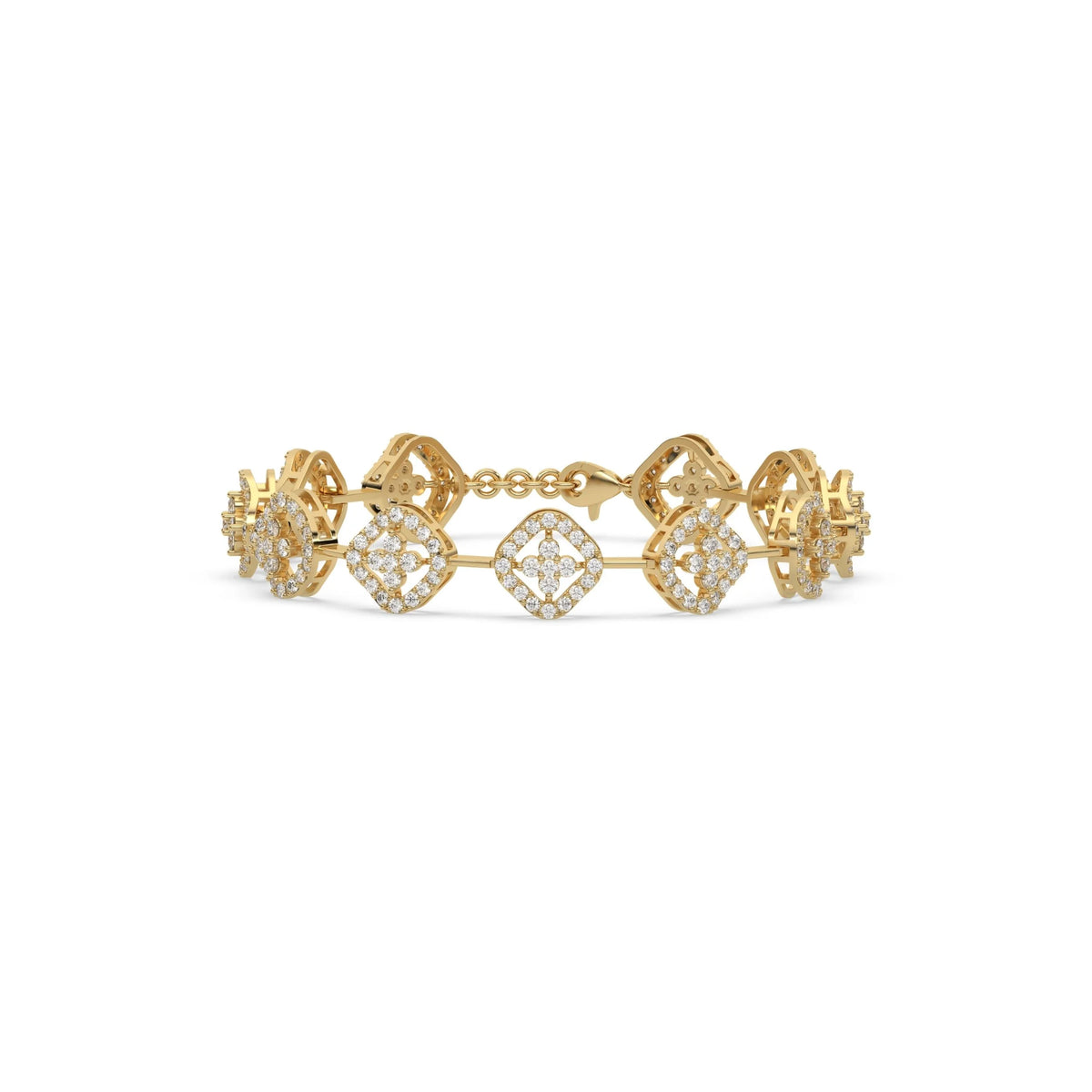 Round Lab Grown Diamond Clover Link Bracelet