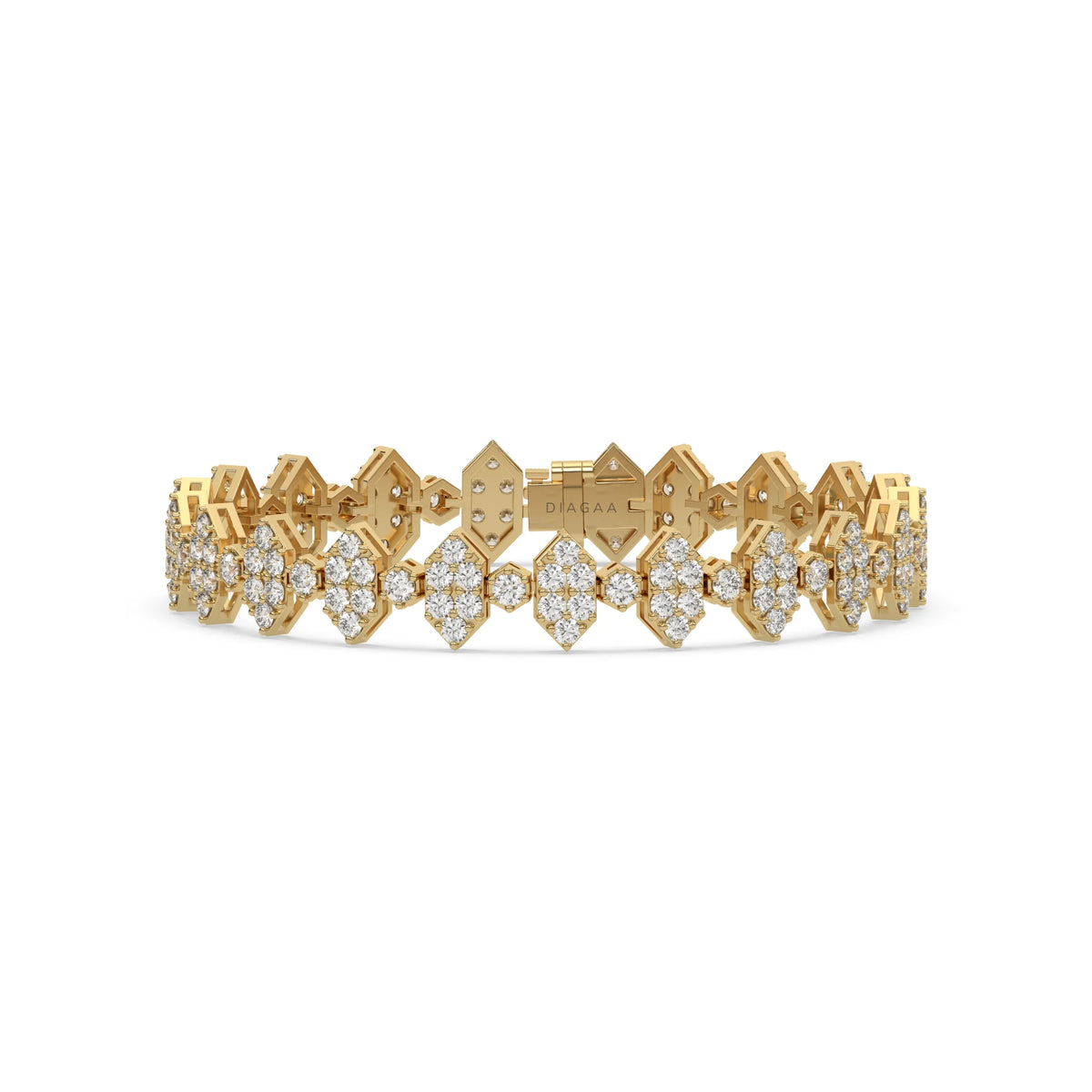 18K Yellow Gold Round Diamond Tennis Bracelet 
