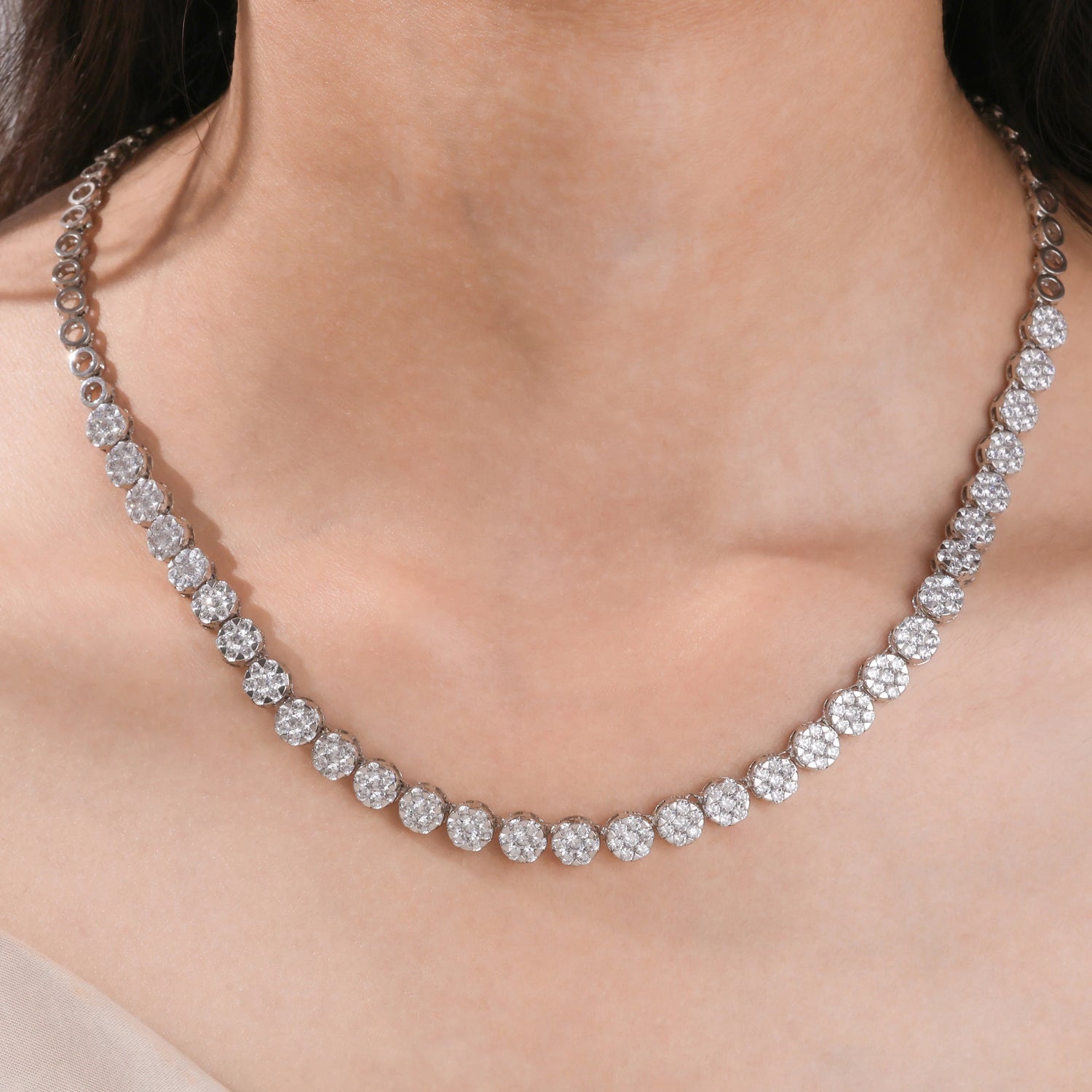 9.55 CT Round Lab Diamond Tennis Necklace