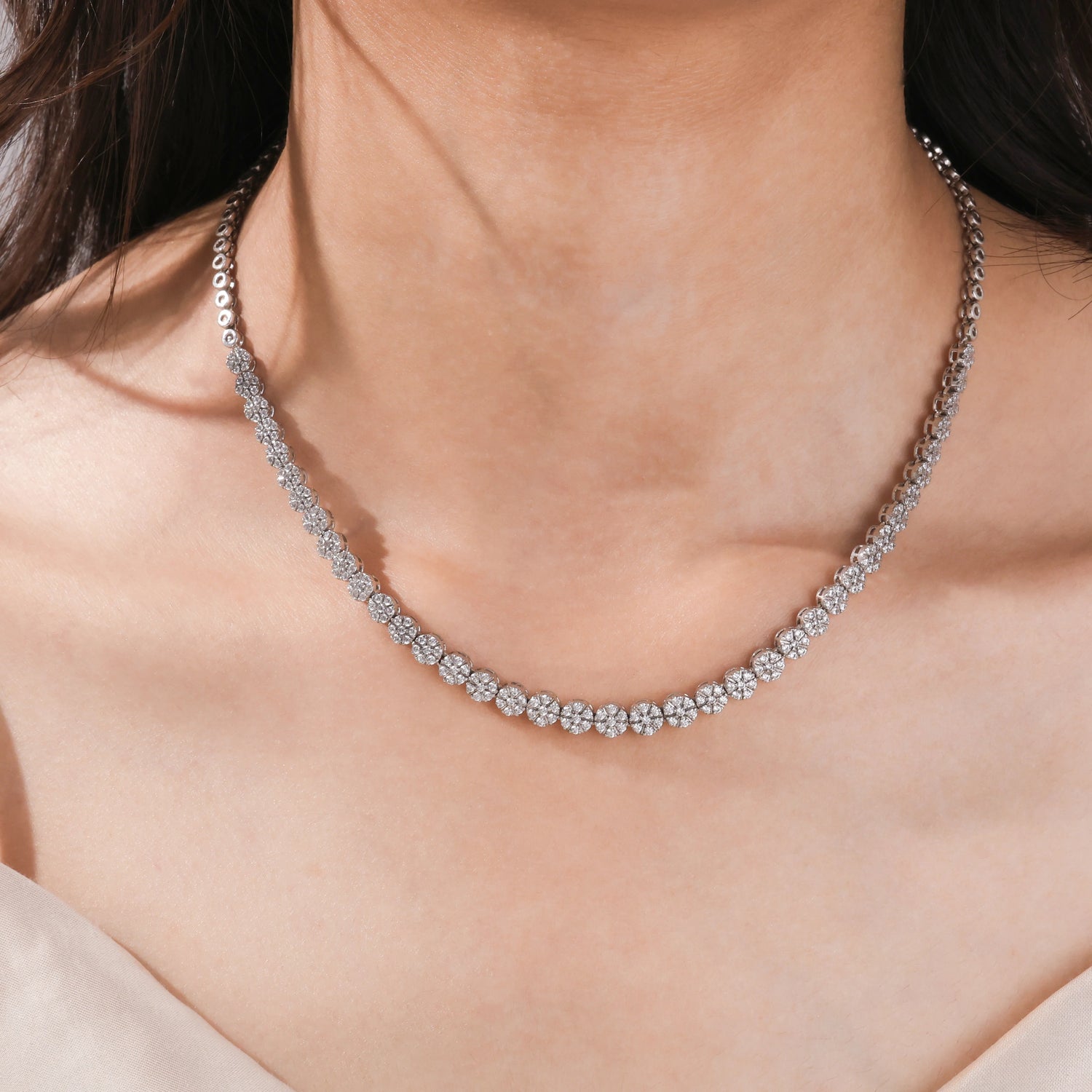 3.94 CT Lab Grown Diamond Round Tennis Necklace