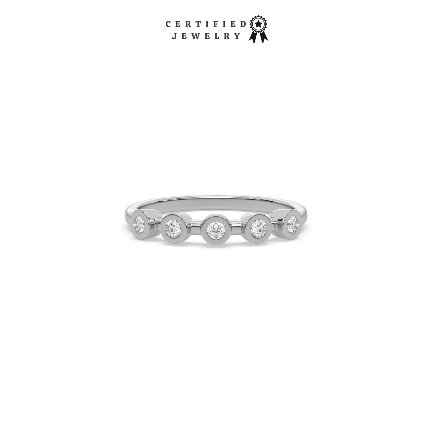 0.15 CT Five Natural Diamond Round Stacking Ring