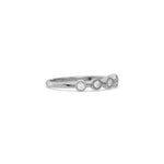 This white gold ring displayed on side view is made with brilliant round diamond set in bezel setting