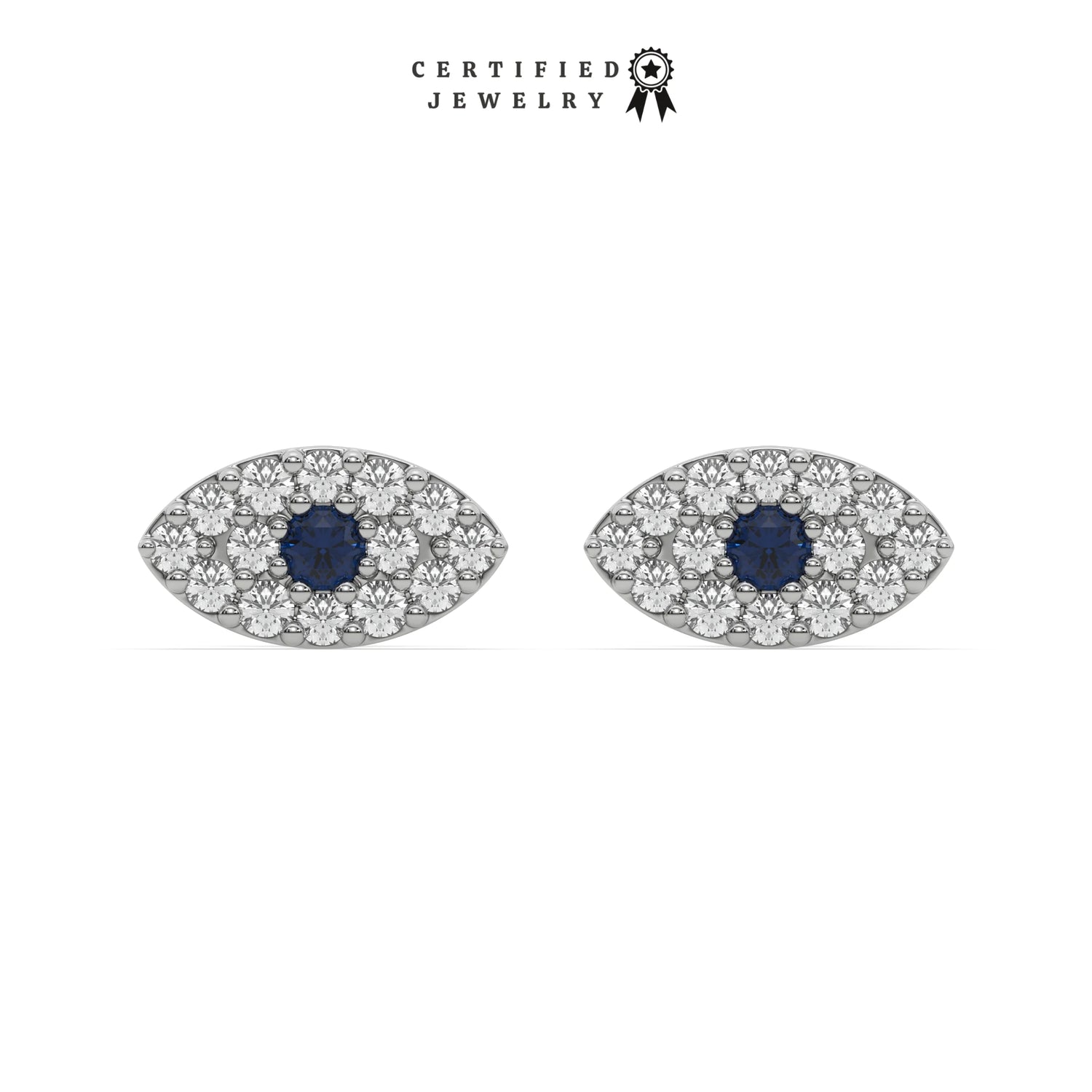 0.25 CT Natural Diamond Round Evil Eye Stud  Earrings