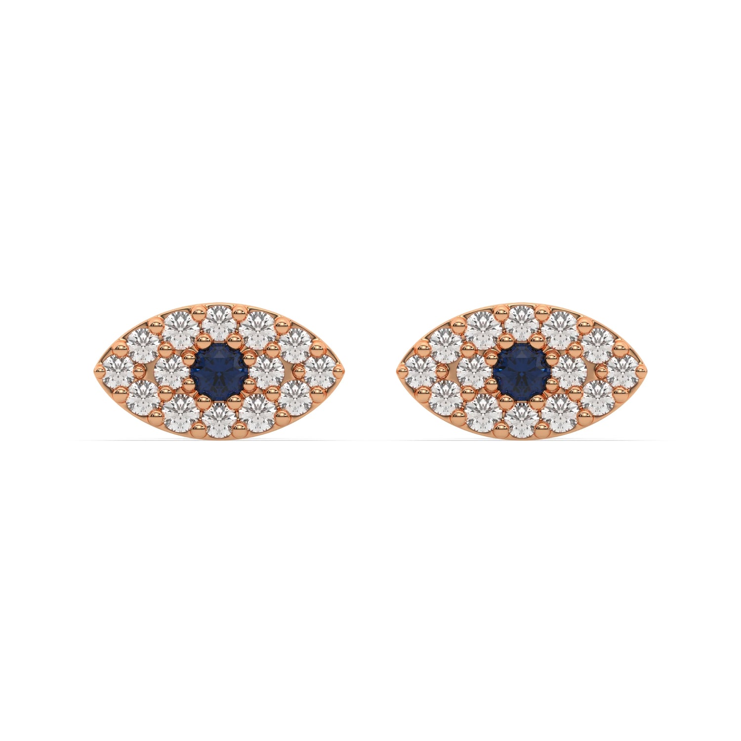 0.25 CT Natural Diamond Round Evil Eye Stud  Earrings