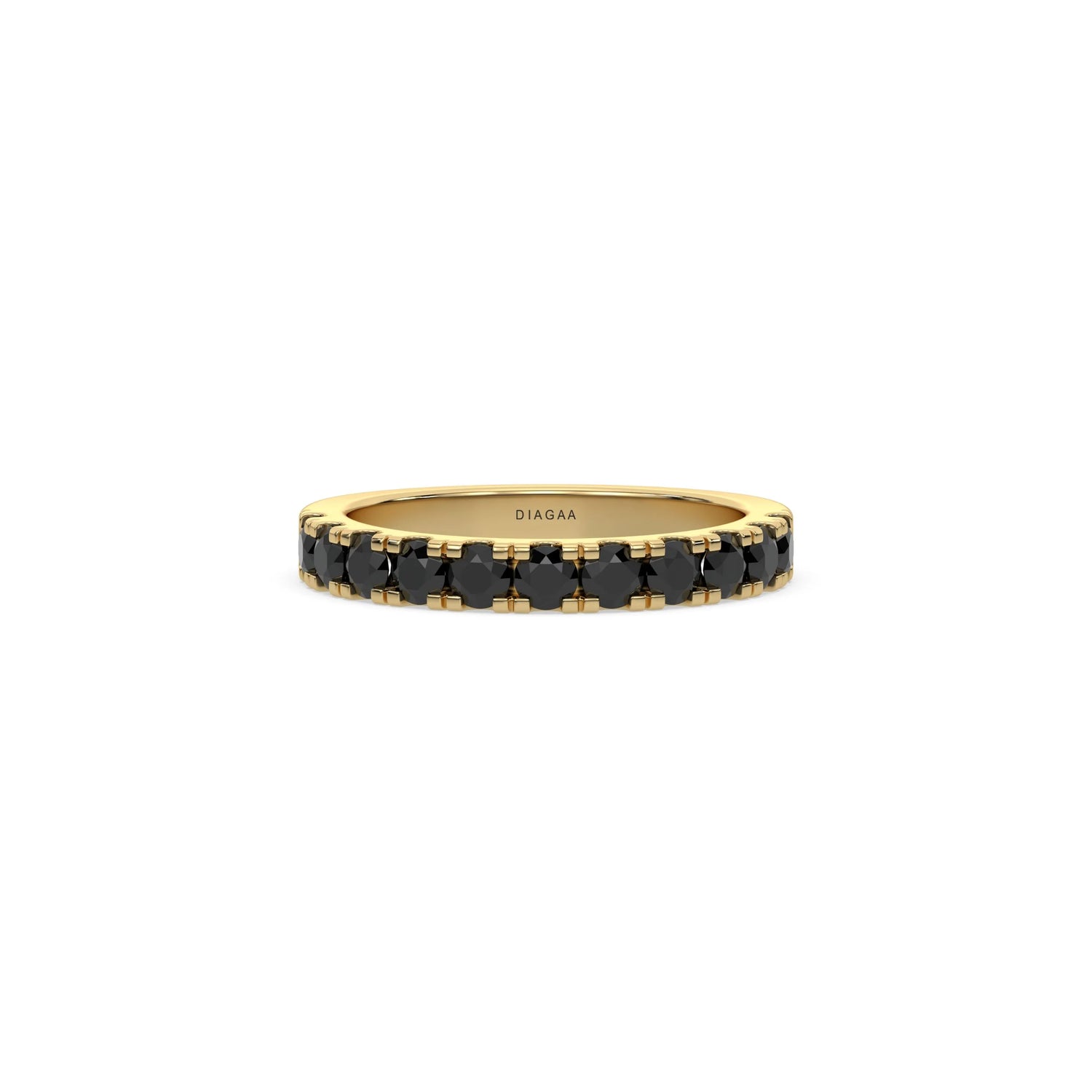 14K Yellow Gold Black Diamond Eternity Ring