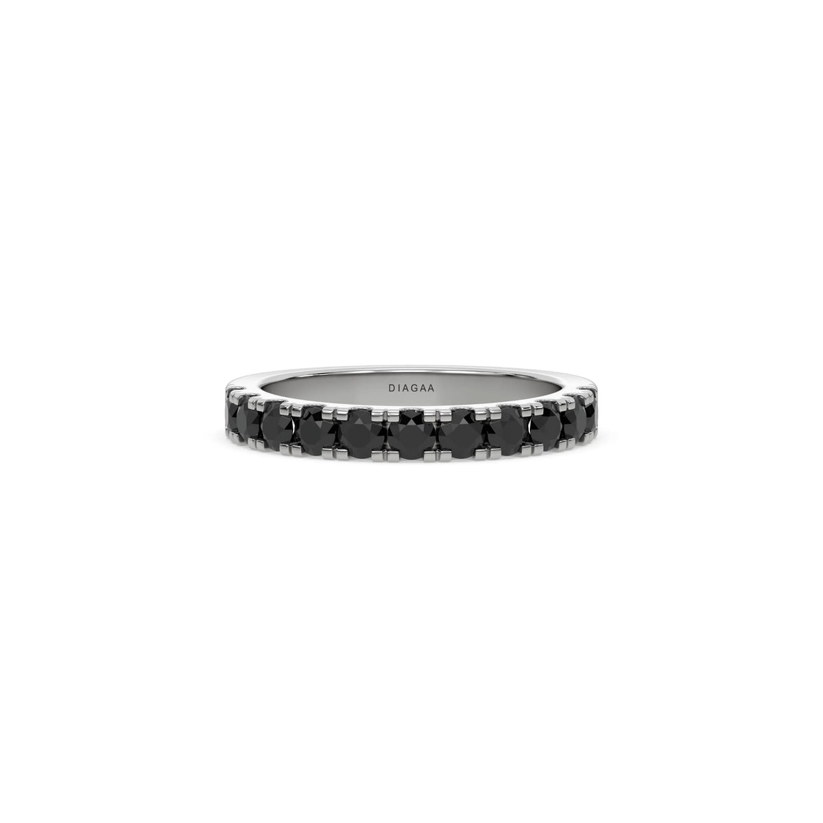 14K White Gold Black Diamond Half Eternity Ring
