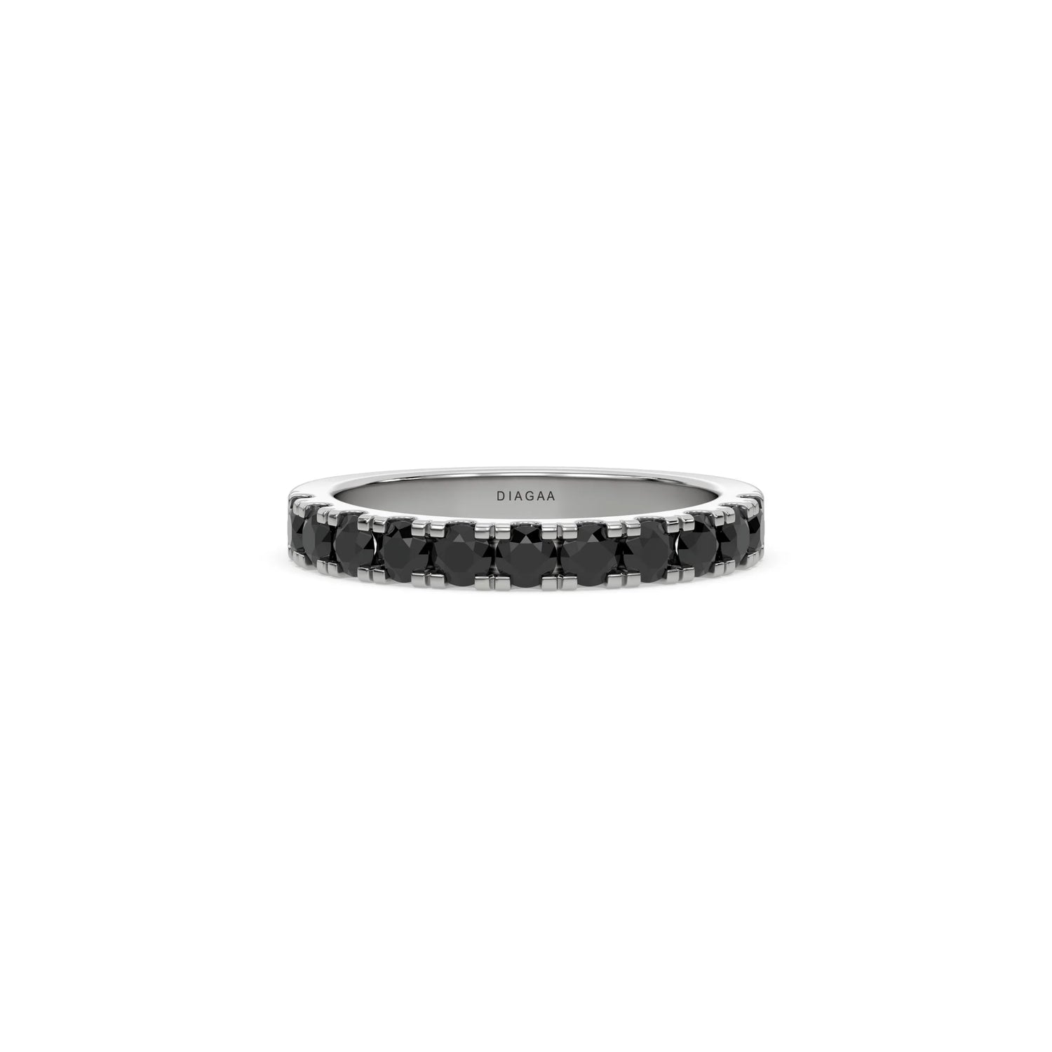 14K White Gold Black Diamond Half Eternity Ring