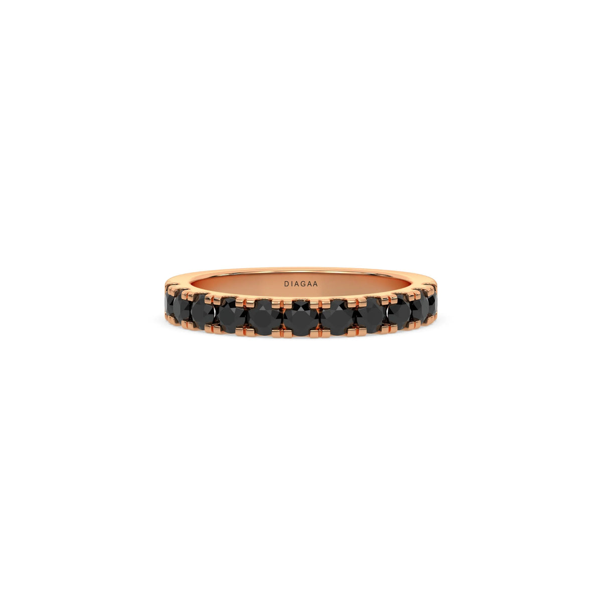 18K Rose Gold Black Diamond Half Eternity Ring