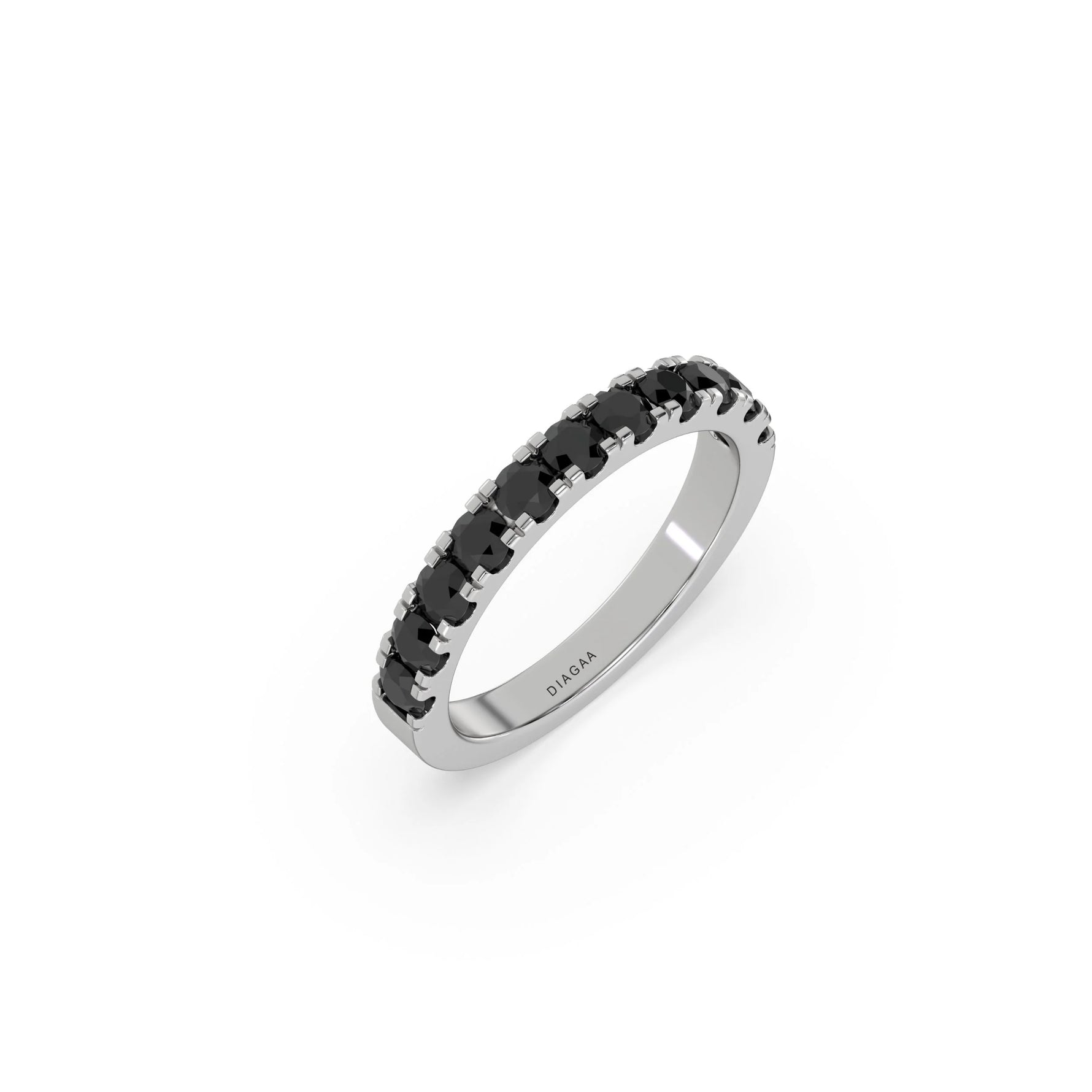 14K White Gold Black Diamond Half Eternity Band