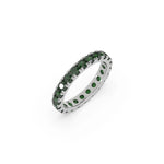 14K White Gold Emerald Gemstone Eternity Ring