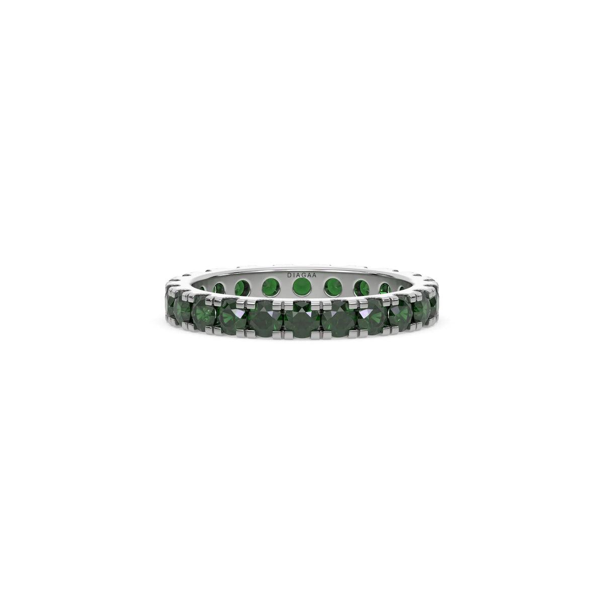 18K White Gold Emerald Gemstone Eternity Ring
