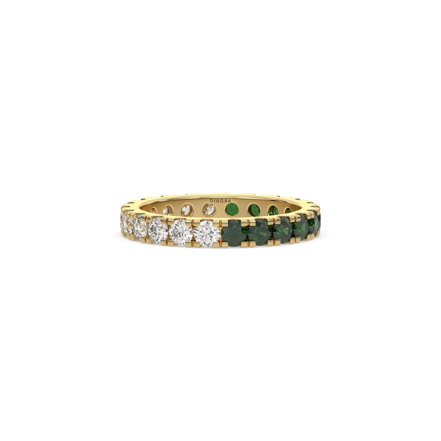 3.60 CT Round Lab Diamond and Emerald Eternity Ring