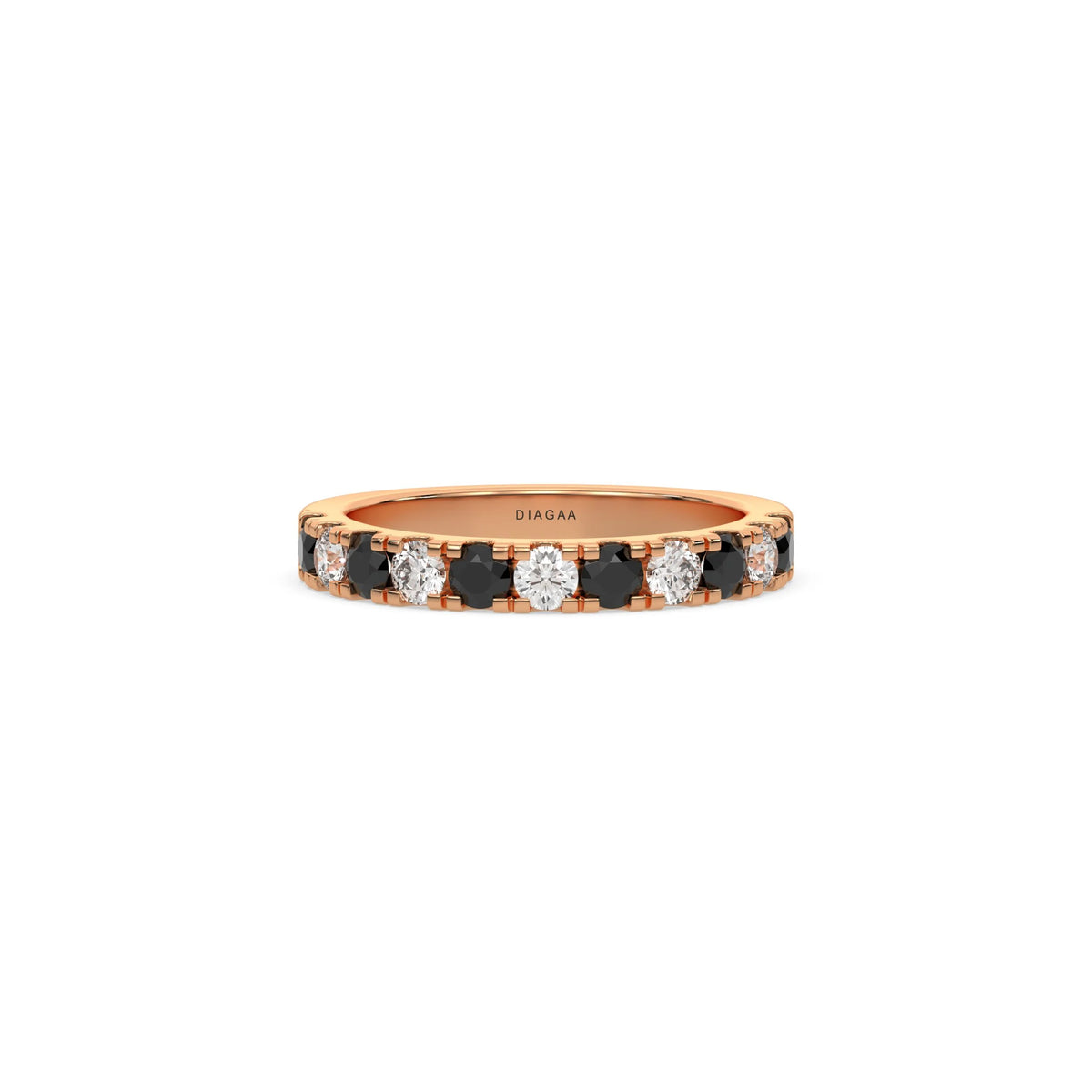 14K Rose Gold Black and White Eternity Ring