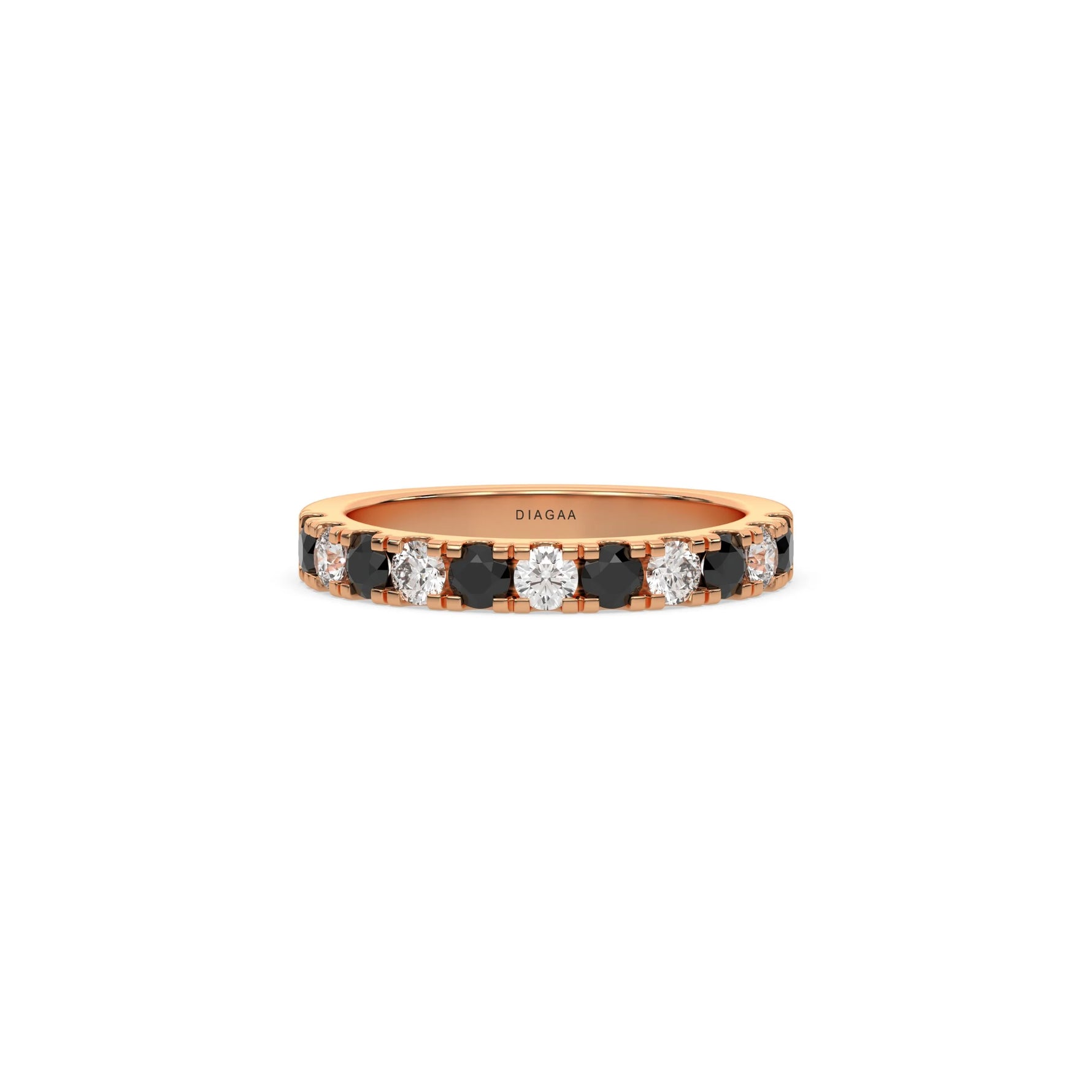 14K Rose Gold Black and White Eternity Ring