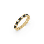 18K Yellow Gold Half Black and Half White Half Eternity Ring