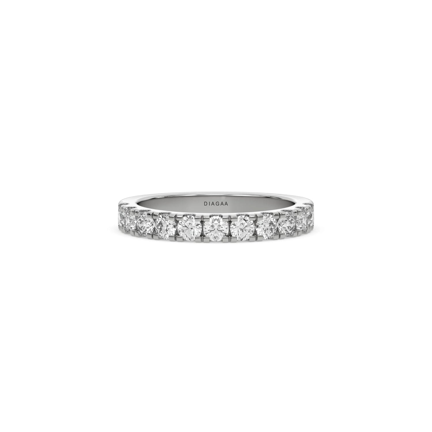 18K White Gold Round Diamond Half Eternity Ring