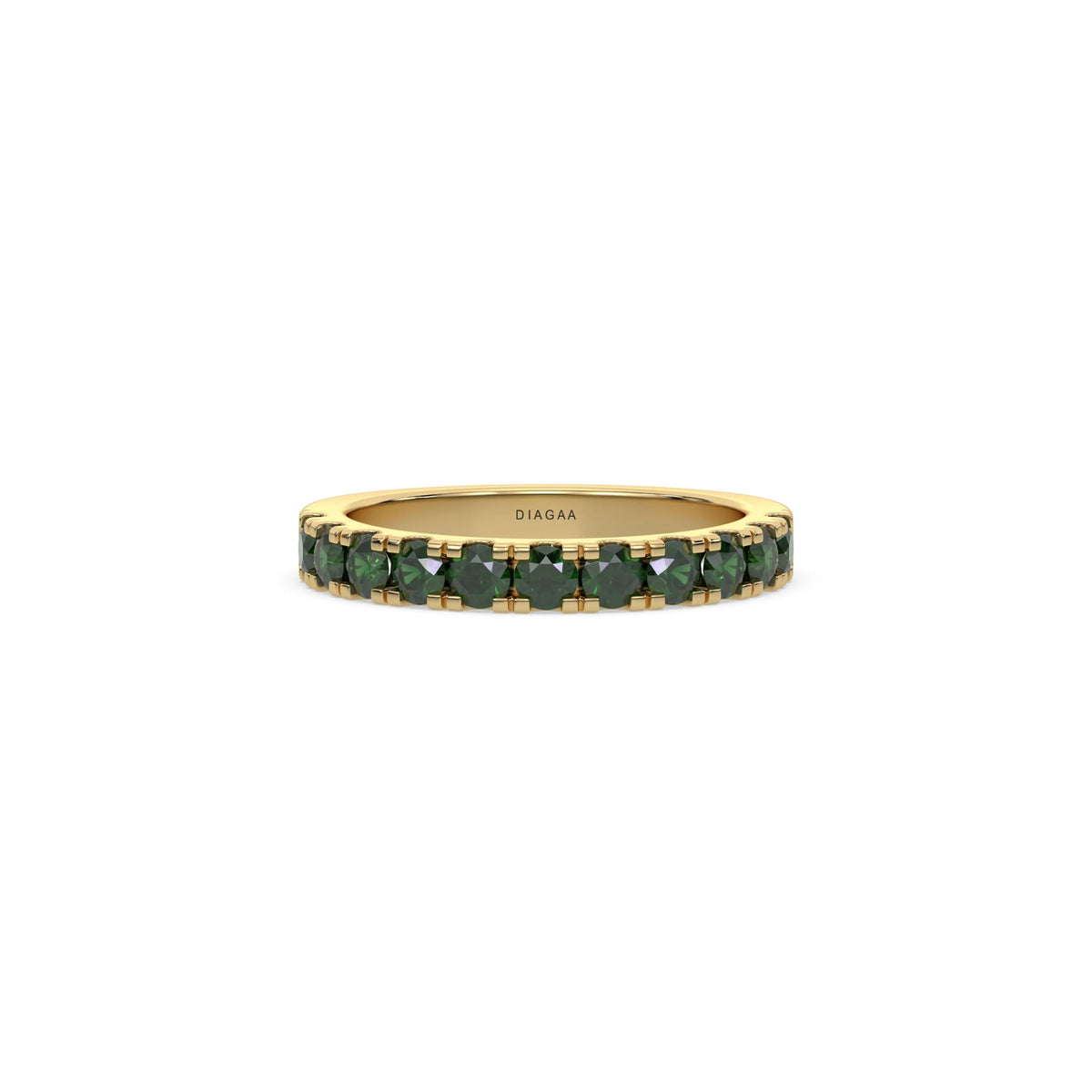 14K Yellow Gold Emerald Gemstone Eternity Ring