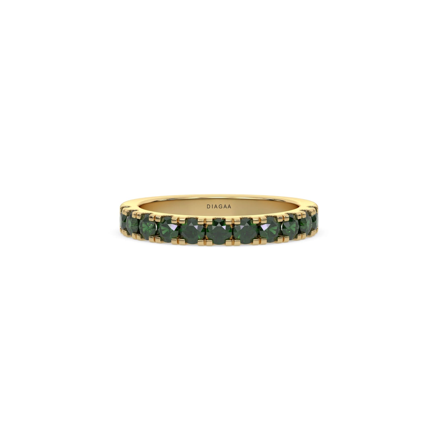 14K Yellow Gold Emerald Gemstone Eternity Ring