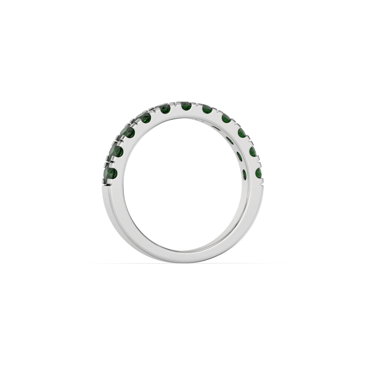 10K White Gold Emerald Gemstone Eternity Ring