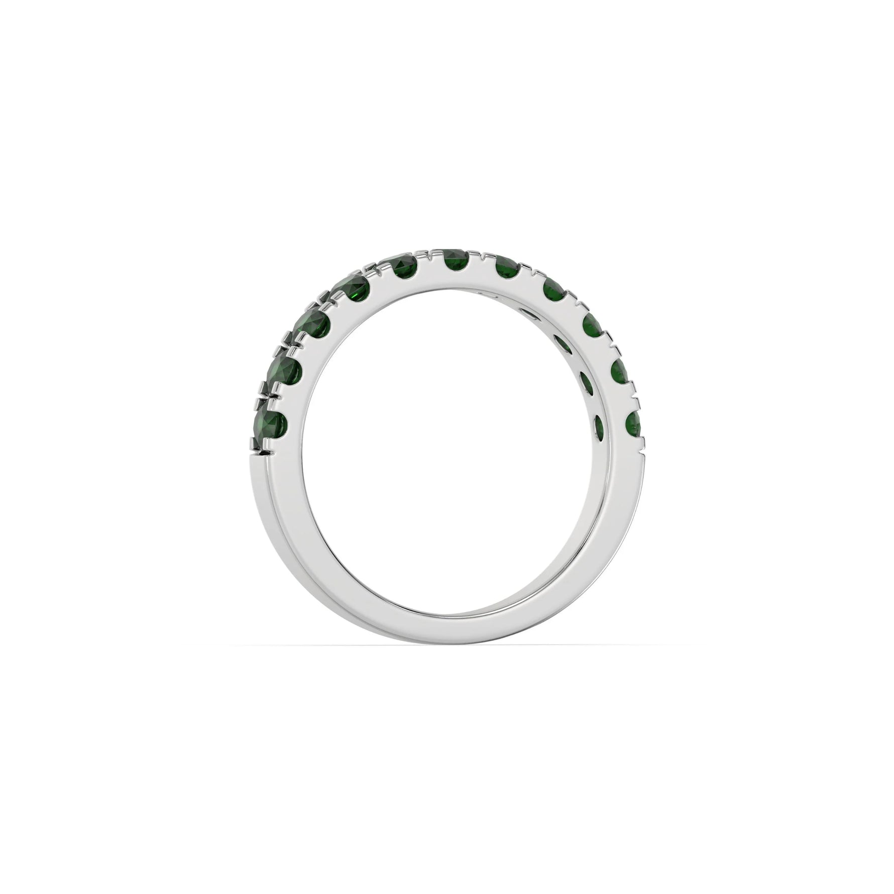 10K White Gold Emerald Gemstone Eternity Ring