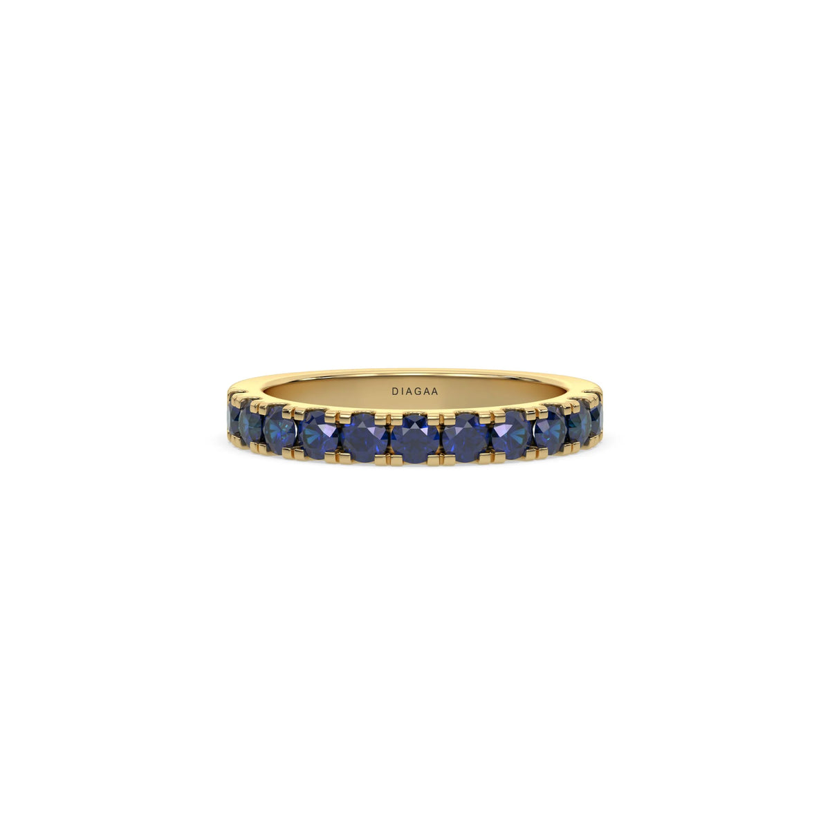 14K Yellow Gold Sapphire Gemstone Eternity Ring