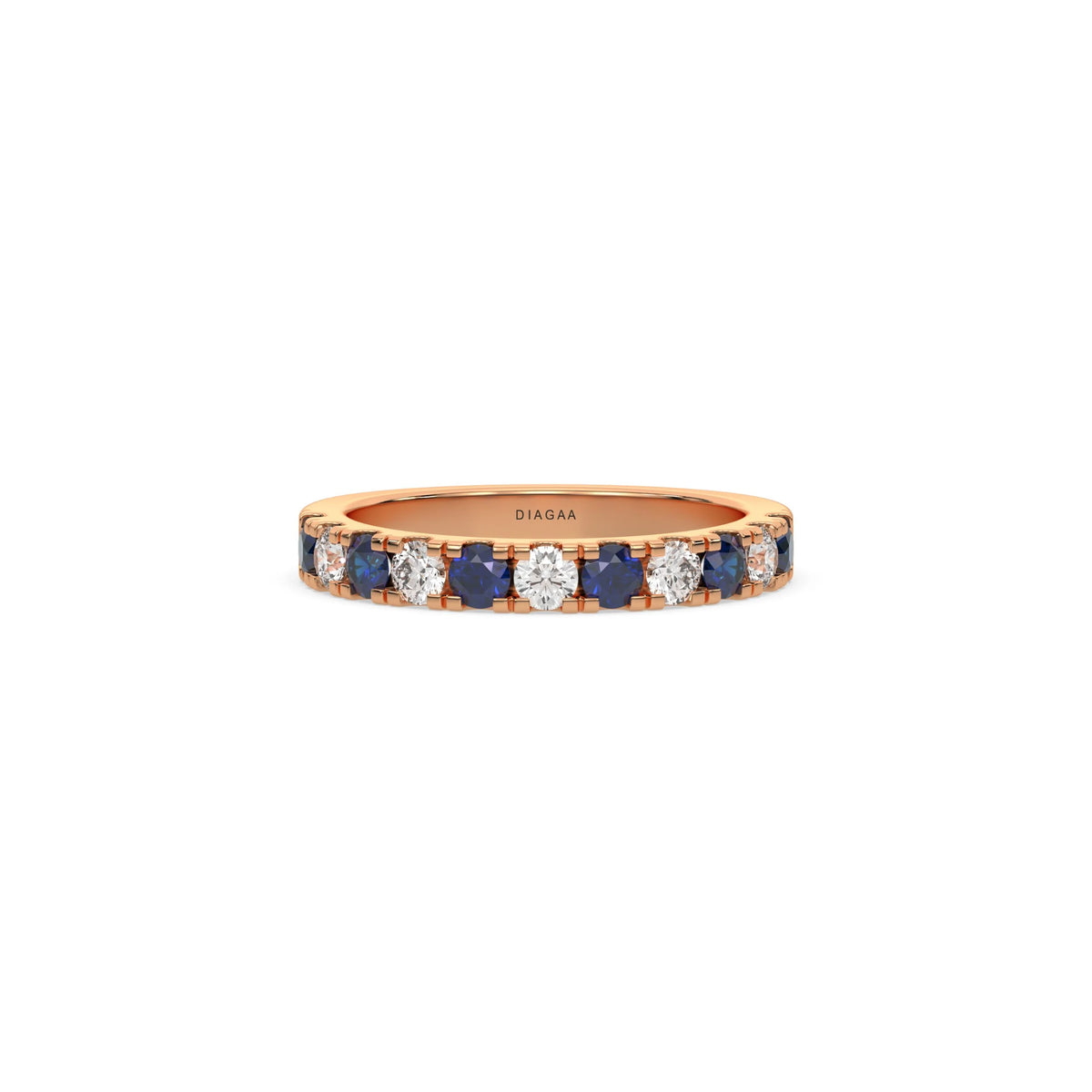 18K Rose Gold Sapphire and White Round Diamond Ring 
