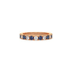 18K Rose Gold Sapphire and White Round Diamond Ring 
