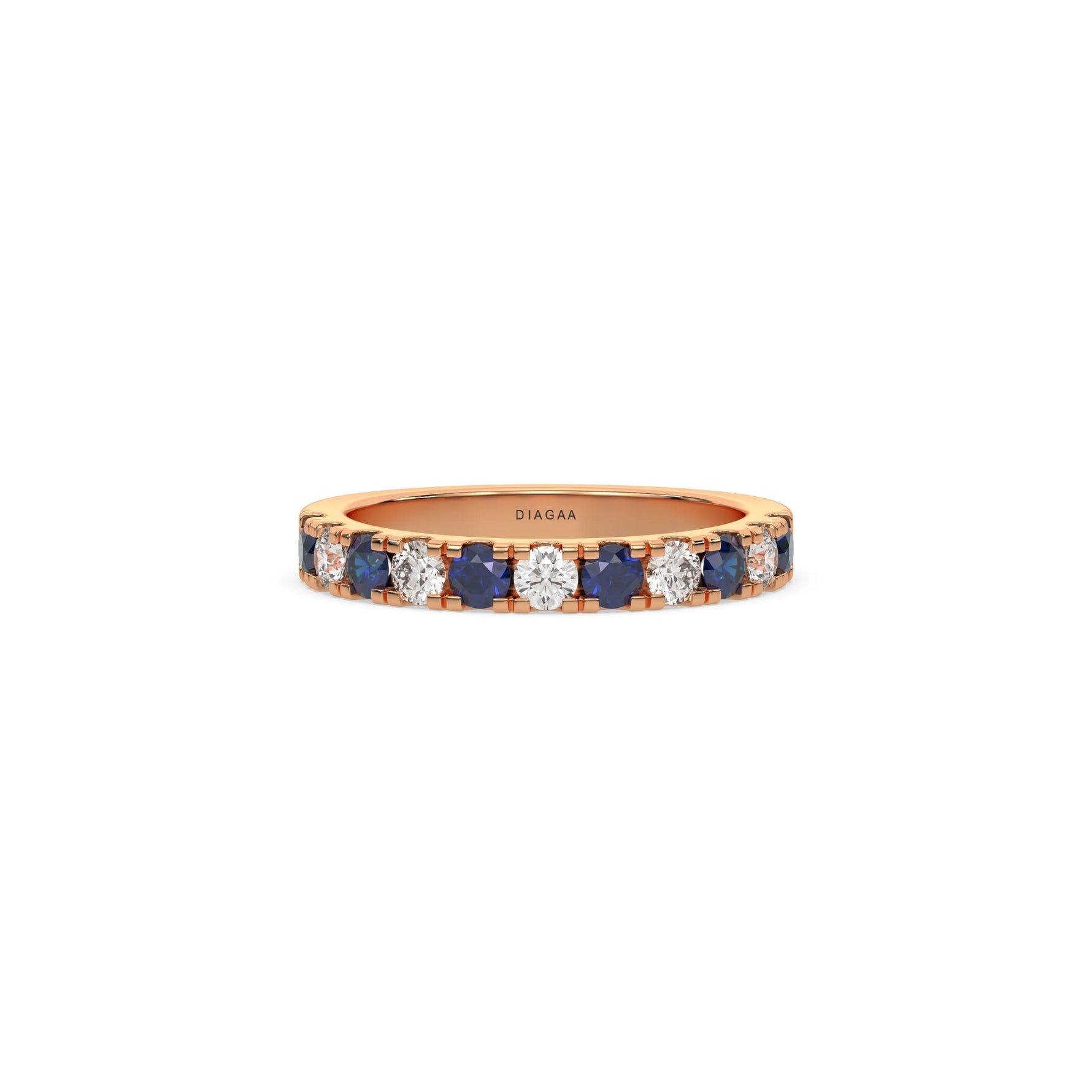 18K Rose Gold Sapphire and White Round Diamond Ring 