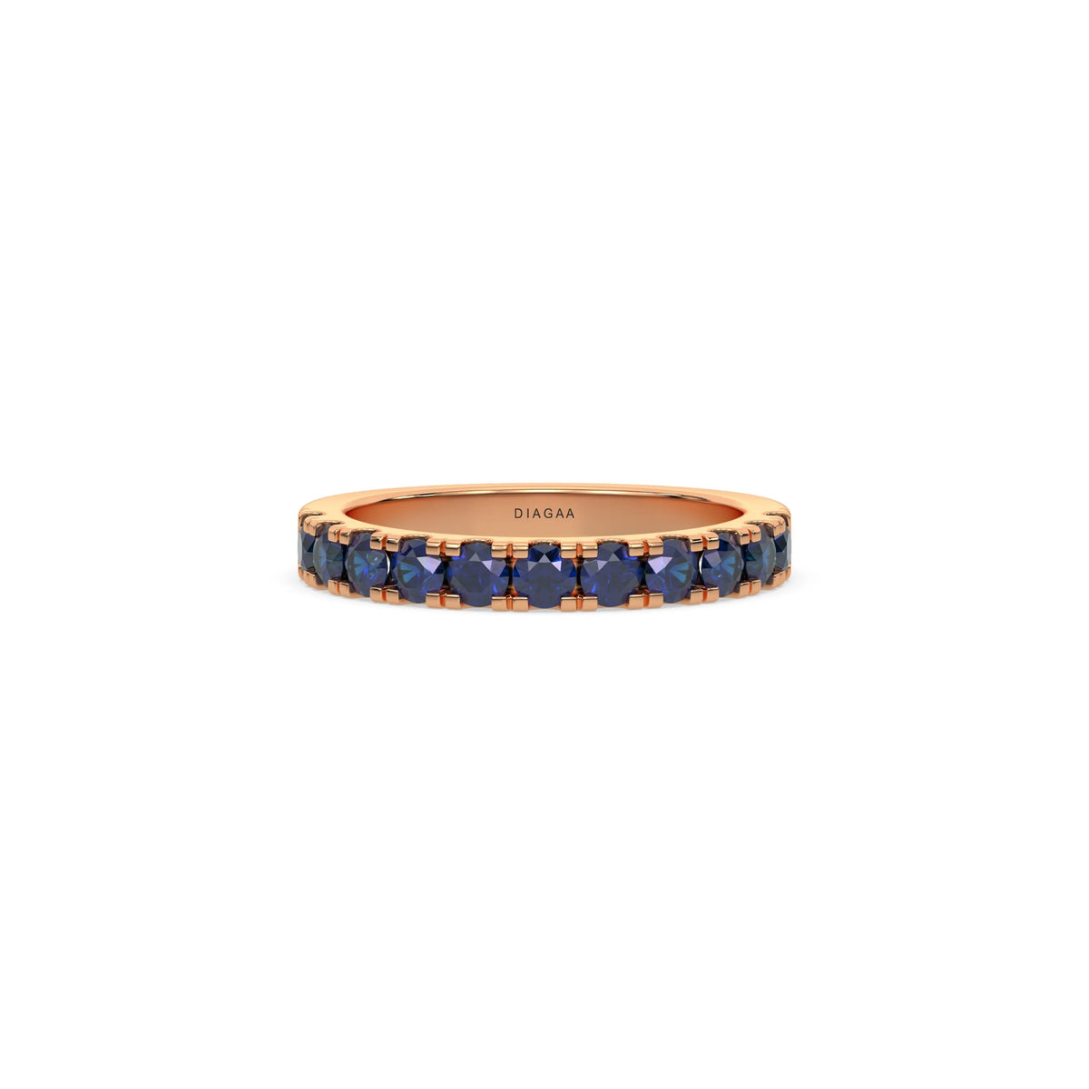 18K Rose Gold Sapphire Gemstone Half Eternity Ring
