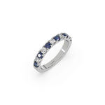 18K White Gold Blue Sapphire and White Diamond Ring