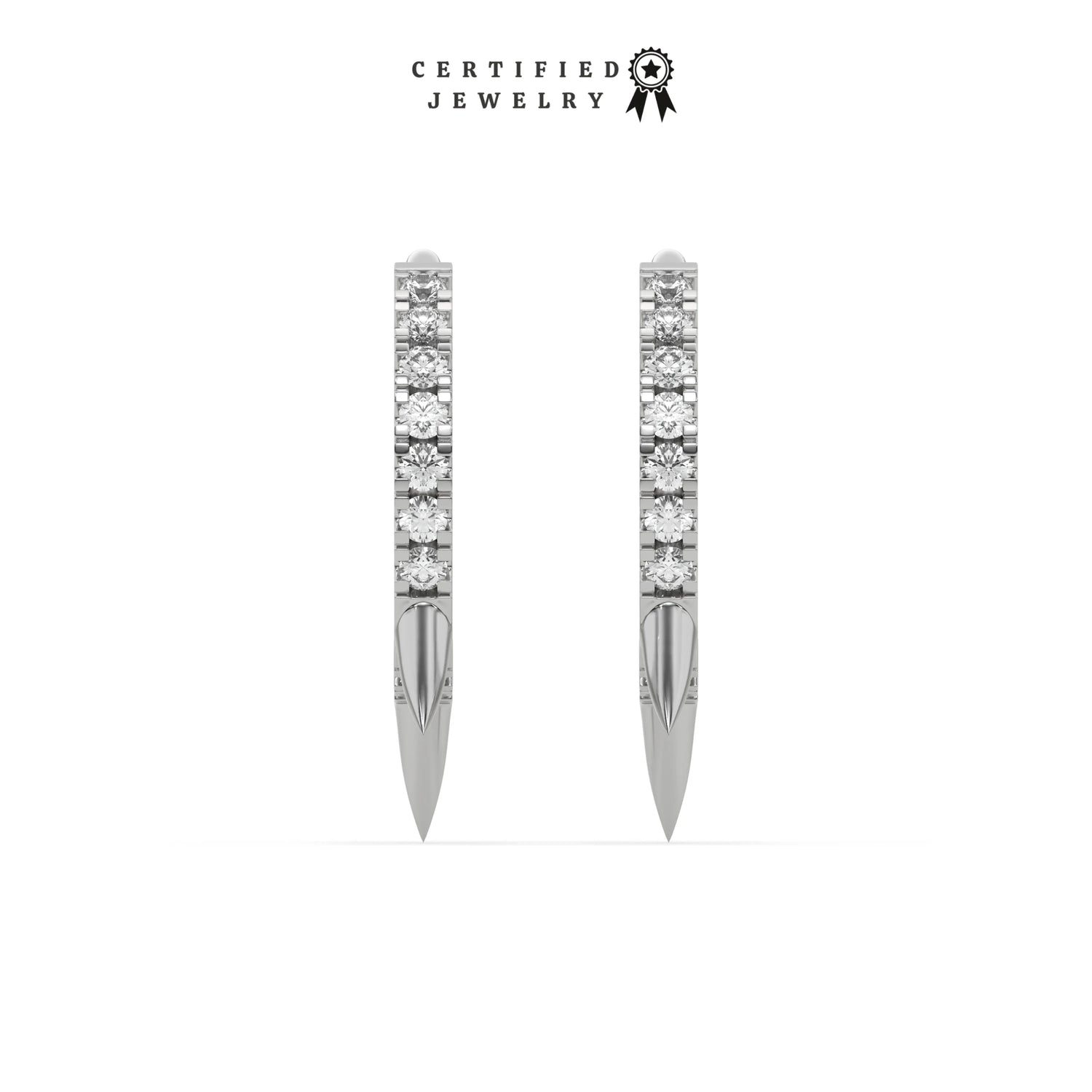 0.33 CT Natural Diamond Spikes Hoop Earrings