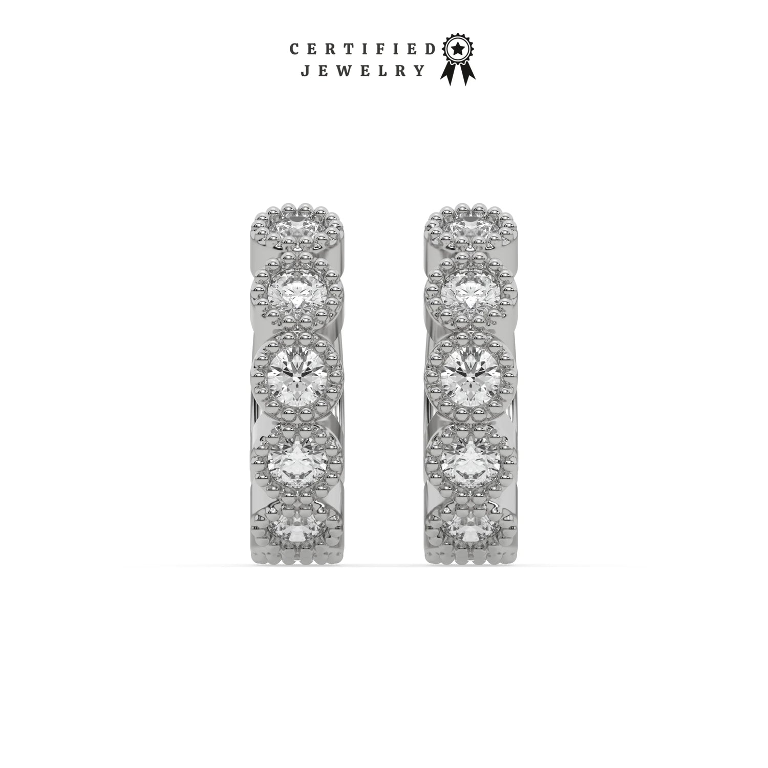 0.33 CT Natural Diamond Hoop Earrings