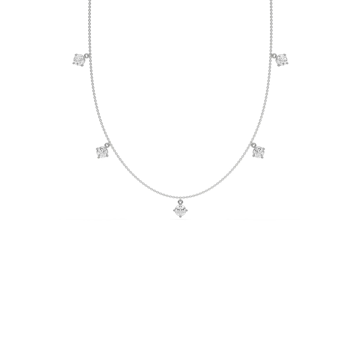 3 CT Round Cut Natural Diamond Dangling Necklace