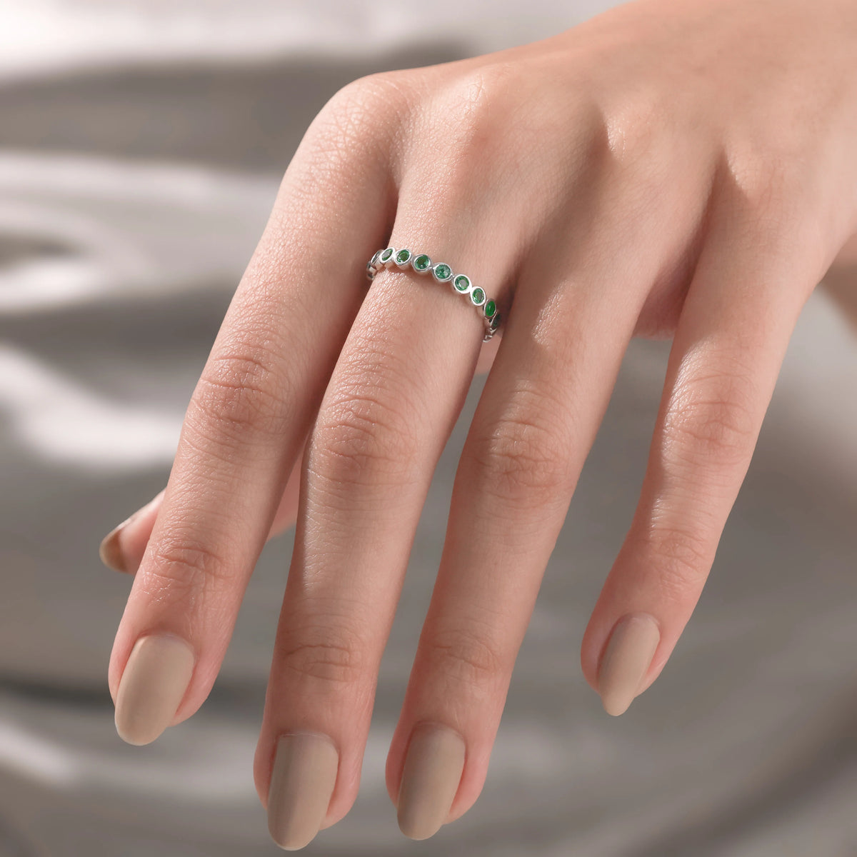 Round Cut Bezel Set Full Eternity Ring 