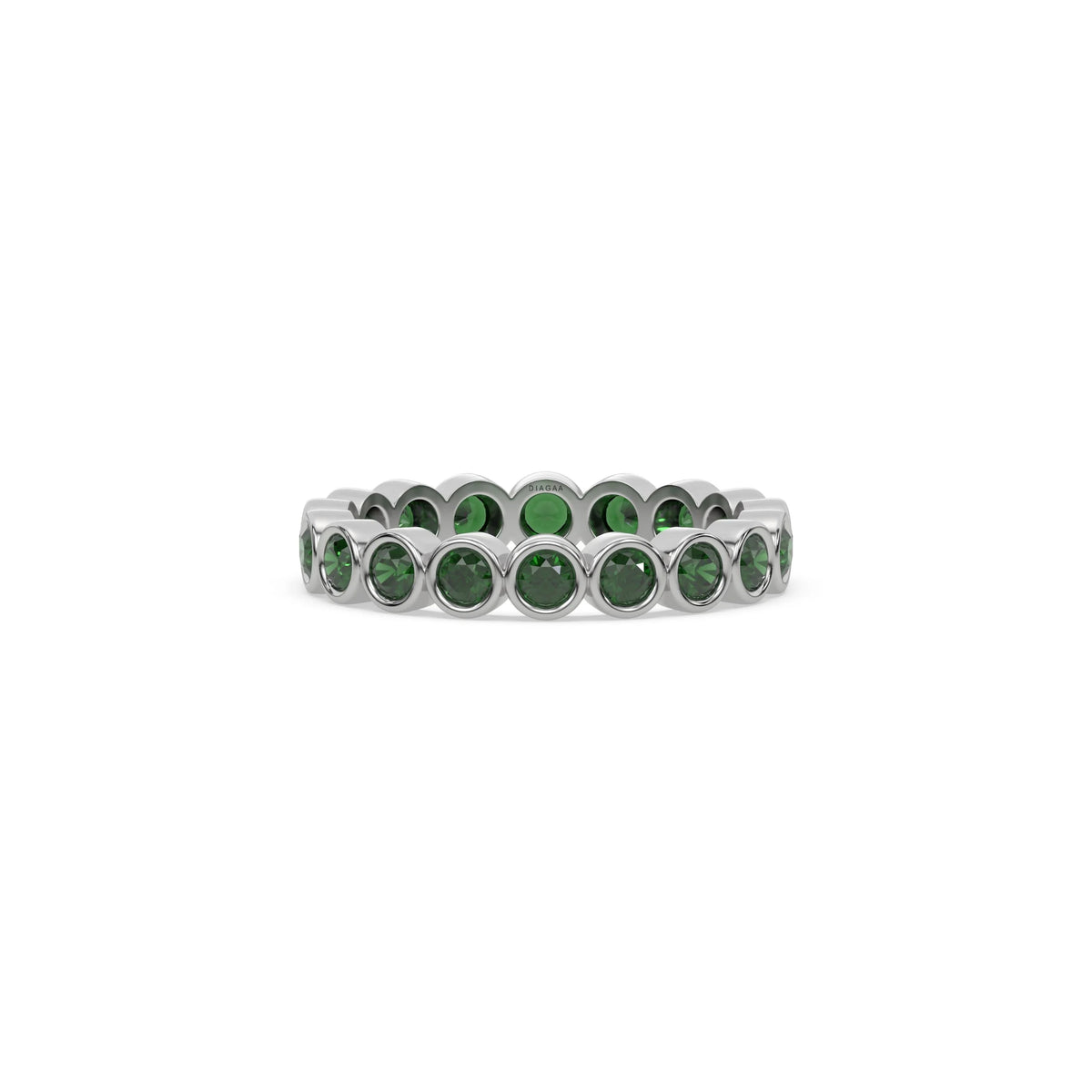 14K White Gold Natural Emerald Full Eternity Ring