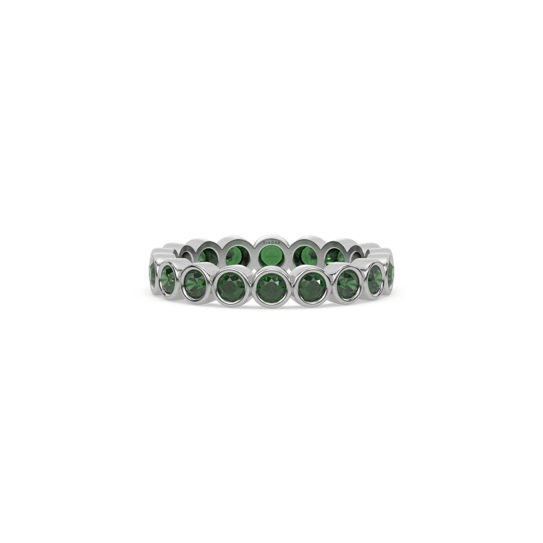 14K White Gold Natural Emerald Full Eternity Ring