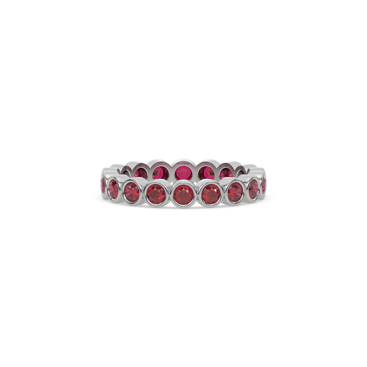 14K White Gold Ruby Bezel Setting Full Eternity Ring