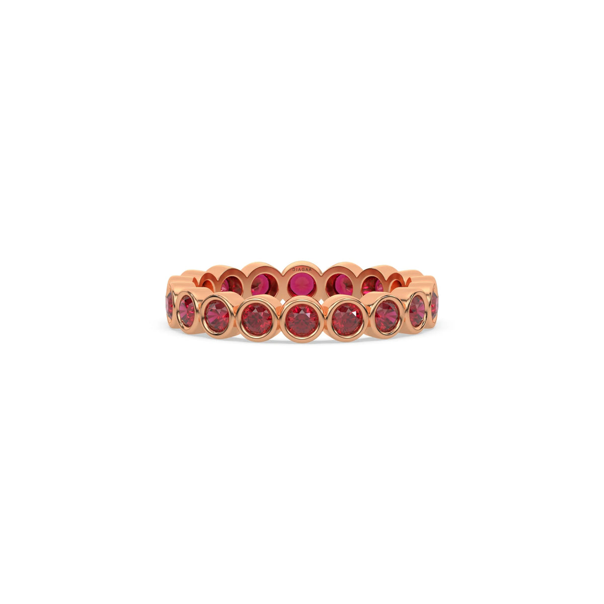 14K Rose Gold Round Ruby Gemstone Eternity Band