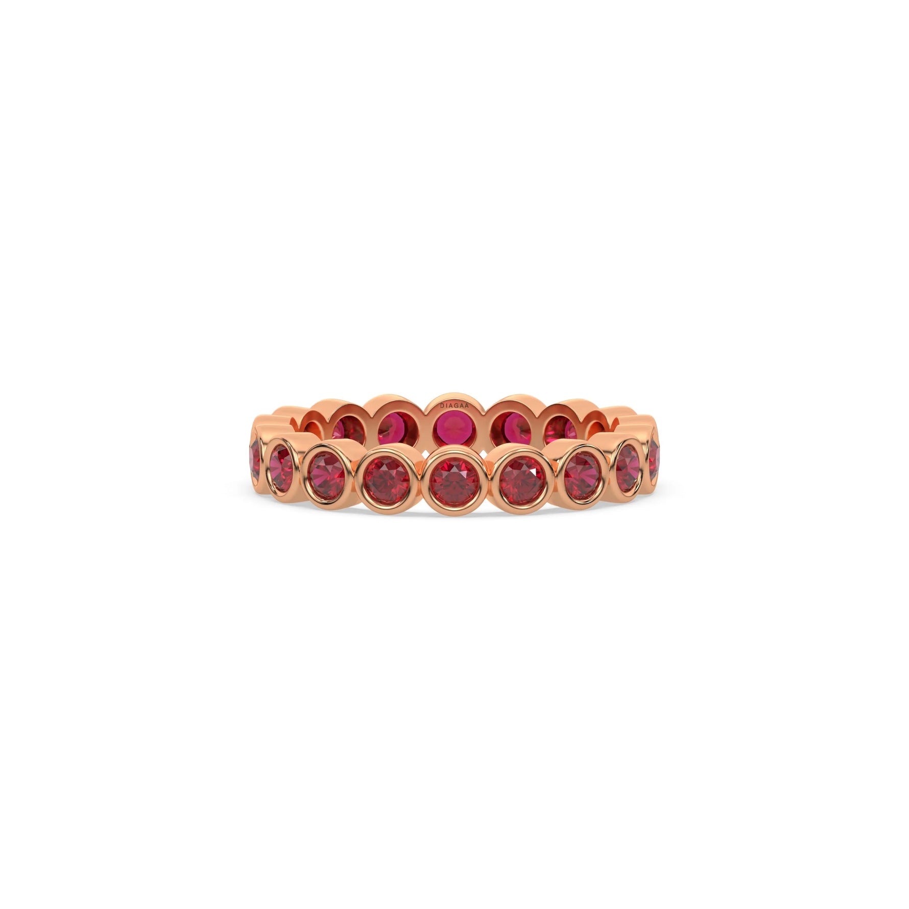 14K Rose Gold Round Ruby Gemstone Full Eternity Ring